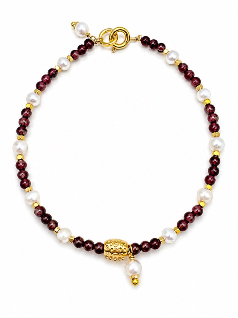 Garnet and Freshwater Pearl Bracelet